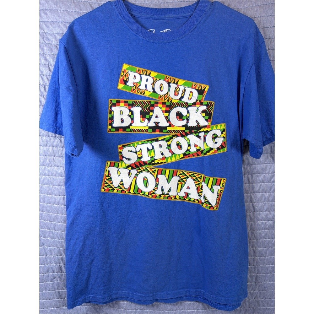 Proud Black Strong Woman Graphic T-Shirt Bailey Apparel Blue Adult L